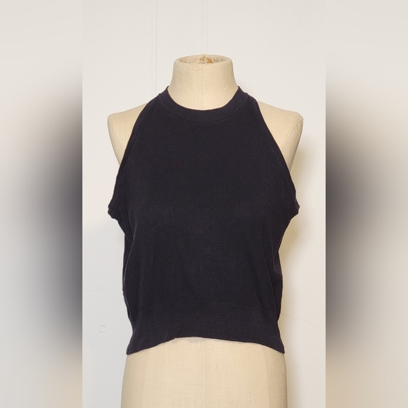 Vintage black stretchy crop top.Bust 32 inches. Small. - Picture 4 of 4